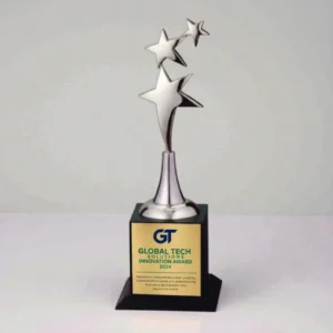 Silver Three Star Metal Trophy